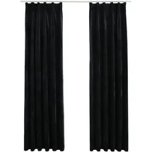 vidaXL Verdunkelungsvorhänge mit Haken 2 Stk. Samt Schwarz 140x245 cm
