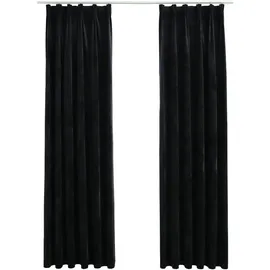 vidaXL Verdunkelungsvorhänge mit Haken 2 Stk. Samt Schwarz 140x245 cm