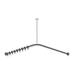 Hewi System 900 Vorhangstange 900.34.10060SC 787 x 787 mm, 16 Vorhangringe, Edelstahl pulverbeschichtet dunkelgrau, perlglimmer tiefmatt