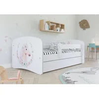Sellbee Kinderbett Jugendbett 70x140 cm Weiß mit Matratze Rausfallschutz