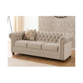 S-Style Chesterfield Polestergarnitur 3+1 Cleo Blink ¦ beige ¦ Maße (cm): B: 203 H: 72