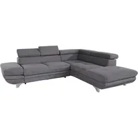 Ecksofa COTTA "Enterprise L-Form" Sofas Gr. B/H/T: 273cm x 72cm x 237cm, Chenille, Ottomane rechts, mit Kopfteilverstellung-mit Armteilverstellung, grau (stone) inklusive Kopf- und Armteilverstellung, wahlweise mit Bettfunktion