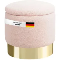 Albatros Hocker mit Stauraum Nizza – Sitzhocker mit Stauraum, Modernes Design, Edler Sherpa-Bezug – Sitztruhe oder Sitzbank mit Stauraum – optimal als Fußhocker oder Hocker Schminktisch, Rosa