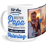 Tassenliebling® Tasse Papa mit Fotos und diversen Sprüchen personalisiert - Für den besten Papa - Fototasse mit eigenen Bildern selbst gestalten - Vatertagsgeschenk Geburtstag