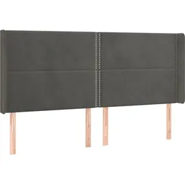 vidaXL LED Kopfteil Dunkelgrau 163x16x118/128 cm Samt