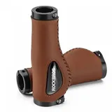 ROCKBROS Elegante Leder Fahrradgriffe ergonomische Form braun Innendurchmesser 22 mm