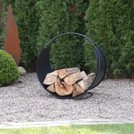 VASNER Holzkorb Metall 58 x 58 x 38 cm Schwarz