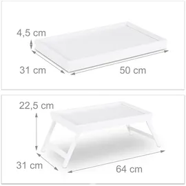 Relaxdays Betttablett weiß 64,0 x 31,0 cm