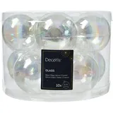 Kaemingk Weihnachtskugeln Glas 6cm x 10 Stück - glänzend Christbaumkugeln Weihnachtsbaumkugeln Christbaumschmuck Weihnachtsbaumschmuck Deko Transparent irisierend