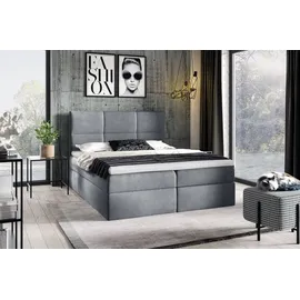 Fun Möbel Boxspringbett Schlafzimmerbett HUDSON 180x200cm in Stoff Fresh Grau
