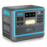 ECOPLAY Tragbare Powerstation SYD2400, Solargenerator 2048Wh LiFePO4-Batterie, 2 Stunden Schnellladung, 3x220V AC Ausgängen, Energiespeicher für Notstromversorgung/Camping/Wohnmobile