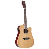 Red Hill AF-8 12-String Elektroakustische Westerngitarre mit Cutaway und Tonabnehmersystem, Dreadnought-Bauform