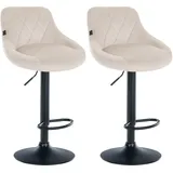 CLP 2er Set Barhocker Lazio Samt creme/schwarz
