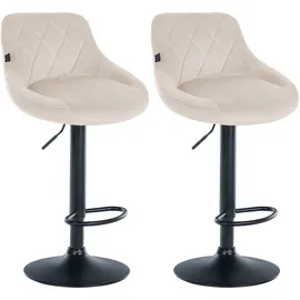 CLP 2er Set Barhocker Lazio Samt creme/schwarz
