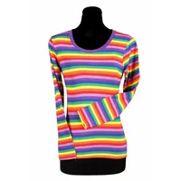 thetru Clown-Kostüm Ringelshirt langarm bunt - Faschingskostüm Damen, Gestreiftes Shirt für Karneval und Alltag – qualitativ entsprechend bunt XL