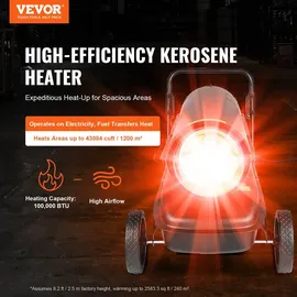 Vevor Kerosin-/Diesel-Warmluftheizung 100.000 BTU 29,3 kW Schwarz