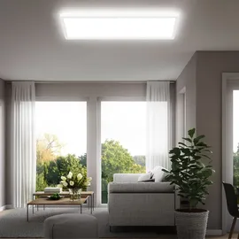 B.K.Licht - LED Deckenlampe mit indirektem Licht, 3cm flach, neutralweißes Licht, Lampe, Deckenleuchte, Wohnzimmerlampe, LED Panel, Küchenlampe, Deckenbeleuchtung, 58x20x3 cm, Weiß