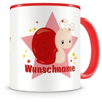 Samunshi® Kindertasse mit Namen Tasse Süße Schnecke Personalisierte Tasse mit Namen Kinder Kinderbecher mit Namen Kindergarten rot 300ml