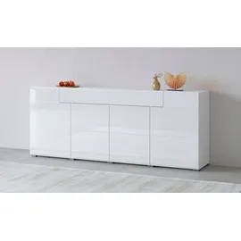 INOSIGN Sideboard »Toledo,Breite 208cm,moderne Kommode mit dekorative Fräsungen,grifflos«, Kombikommode mit viel Stauraum, Einlegeböden verstellbar weiß