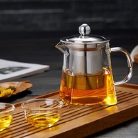 LoveLeiter Teekanne mit Stövchen Teebereiter Glas Glaskanne mit Teesieb Hitzebeständiges Glas multifunktionale Design-Glas Teekanne