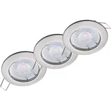 Oktaplex lighting Oktaplex 3er Set Deckenstrahler Sedan inkl. LED-Module Warmweiß 380lm Gebürstete Edelstahloptik Spots