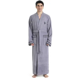 Bruno Banani Herrenbademantel BRUNO BANANI "Roy, ideal für Sauna & Spa, Standardlänge & Überlänge" Gr. XXXL, grau, L:145cm, Walkfrottee, Hausmäntel, Herrenbademantel, farblich abgesetzten Streifen, Bademantel, S-3XL, auch in extra lang
