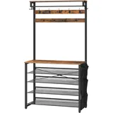 HOOBRO Garderobenständer, Schuhregal mit Garderobe, Kleiderständer mit Schuhablage, Schuhschrank mit 5 Ebenen, für Flur, HOOBRO Ebf80mt01g2