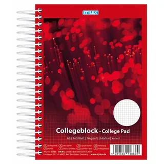 foxcup 5x Spiral-Collegeblock / 160 Blatt / Schreibblock / DIN A6 / kariert