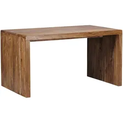 KADIMA DESIGN Schreibtisch BOHA Massiv-Holz Sheesham Computertisch 140 cm breit Echtholz Design Ablage Büro-Tisch Landhaus-Stil Büromöbel Modern