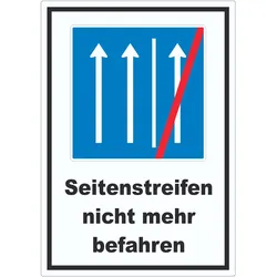 Aufkleber Seitenstreifen nicht mehr befahren A8 (52x74mm)