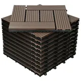 ECD Germany Terrassendielen WPC Terrassenfliesen mit Drainage und Klicksystem für Garten Balkon, BxL: je 30x30 cm, 22 mm Stärke, (44-St), Bodenbelag für 4m2 Dunkelbraun rutschfest Balkonfliesen Klickfliesen braun 30 cm x 30 cm