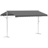 Outsunny Standmarkise Gartenmarkise Markise mit Faltarm Kurbel Terrasse Grau