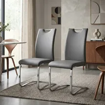 MCA Furniture Schwingstuhl Köln Kunstleder grau 2er Set