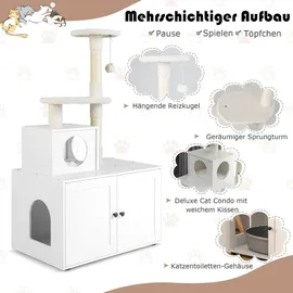 komfotteu Kratzbaum 77,5 x 49 x 132 cm weiß