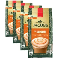 Jacobs Typ Cappuccino Caramel, Getränkepulver mit löslichem Bohnenkaffee, Instant Kaffee, für 25 Getränke, 360 g (Packung mit 4)