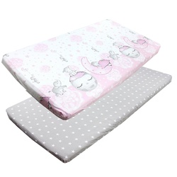 Spannbettlaken Baby Spannbettlaken Spannbetttuch für Babybett Kinderbett 2er Pack, TupTam grau|rosa 90 x 200 cm cm