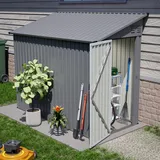 Geräteschuppen Gerätehaus Metall mit Pultdach & Fundament Gartenschuppen Grau