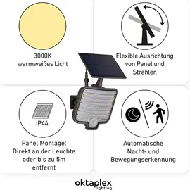 Oktaplex lighting Oktaplex 2er Set Ede Solar Außenstrahler mit Bewegungsmelder IP44 Solarlampe für aussen antharzit - Grau