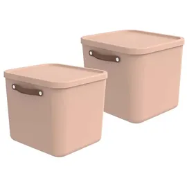 Rotho Maloja Aufbewahrungsbox 39,5 x 38,0 x 34,0 cm 2-tlg. rosa