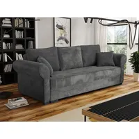 MIRJAN24 Schlafsofa Olimpia Cord, mit Schlaffunktion und Bettkasten, Freistehendes Sofa, 3 Sitzer, Kissen Set grau