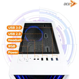 dcl24.de dcl24 Gamer PC weiß AMD Ryzen 5 8600G, AMD Radeon 760M - 1000GB SSD, 32GB DDR5, RGB Zocker PC mit 6x5.0 GHz, WLAN, Spiele Computer, Windows 11 Pro