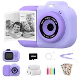 Sofortbildkamera Kinder mit Druck, 1080P Digitalkamera für Kinder, Weihnachts Geschenk Kinderkamera für Mädchen Jungen von 3-12 Jahren, Spielzeug Kamera sofortdruck für 4 5 6 7 8 9 10 11 12 Jahre