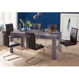 INOSIGN Esstisch "Miro", grau (anthrazit hochglanz lack mit siebdruck), B:137cm H:79cm T:90cm, Tische, Esstisch, Breite 137 - 185 cm