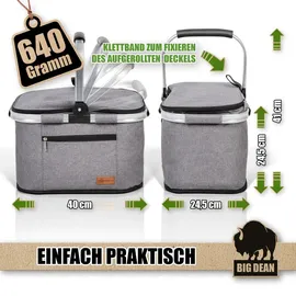 BigDean Kühlkorb 22L bis zu 5 Stunden kühl - Einkaufskorb Thermo Einkaufskorb Kühltasche Isolierkorb Thermokorb - BigDean
