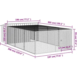 vidaXL Hundehütte mit Dach Anthrazit 196x91x110 cm Verzinkter Stahl