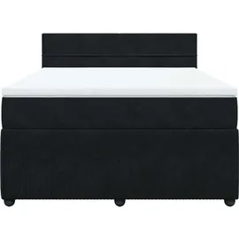 vidaXL Boxspringbett mit Matratze Schwarz 140x200 cm Samt