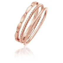Elli Ring 925 Sterling Silber Ring Set, Geo, Twisted in Rosegold | Gr.: 54
