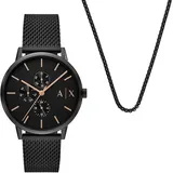 Giorgio Armani Armani Exchange Herren Analog Quarz Uhr mit Edelstahl Armband AX7162SET