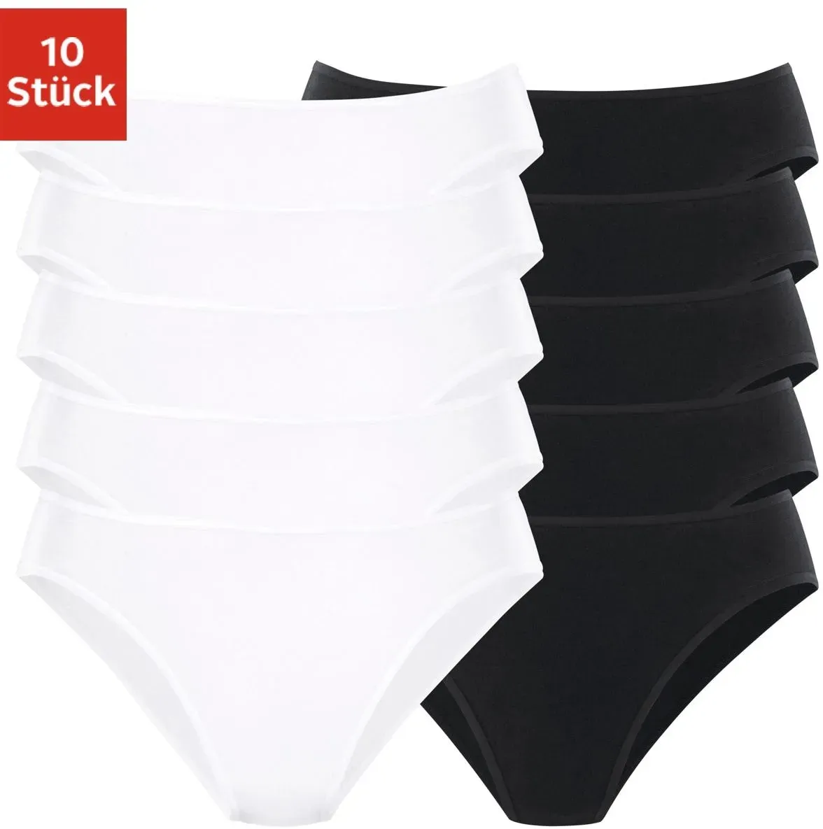 Bikinislip PETITE FLEUR, Damen, Gr. 32/34, schwarz-weiß (weiß, schwarz), Single Jersey, Obermaterial: 95% Baumwolle, 5% Elasthan, unifarben, körpernah, Unterhosen, aus elastischer Baumwolle