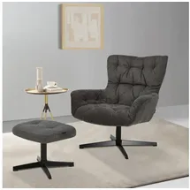 Home Affaire Drehsessel »VERGAS Ohrensessel mit Hocker im Set« Relaxsessel mit 360-Grad-Drehfunktion u. Hocker, Web-Stoff, grau